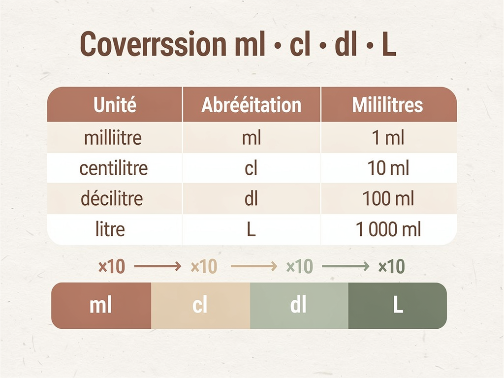 tableau de conversion en ml