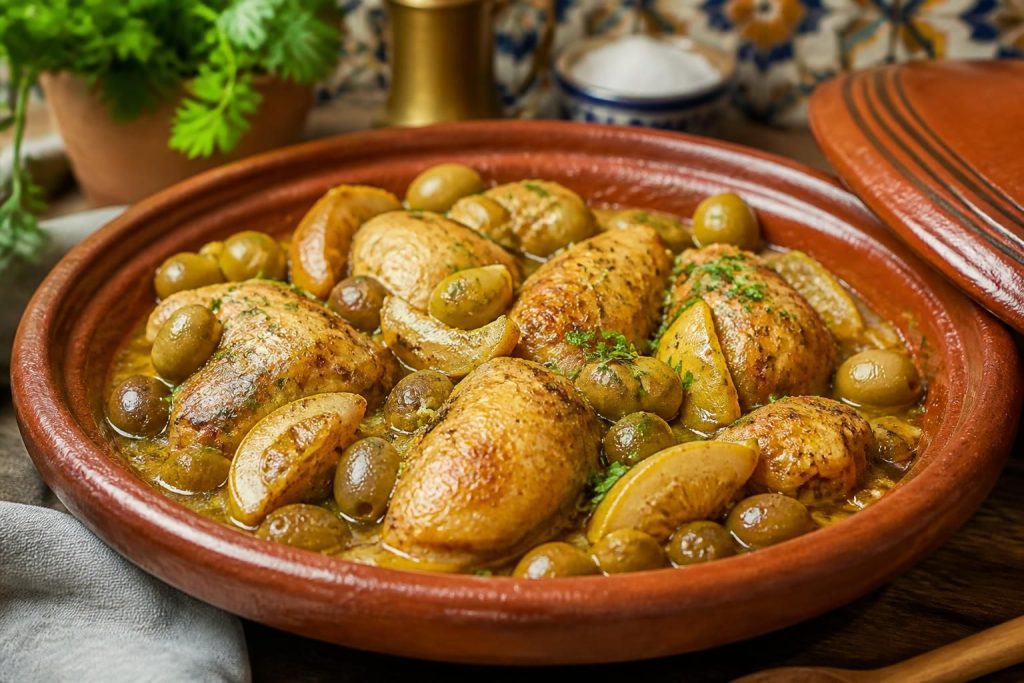 découvrez notre recette traditionnelle marocaine de poulet aux olives, facile à préparer et riche en saveurs authentiques pour un repas délicieux et convivial.
