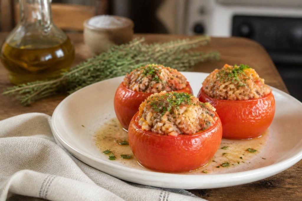découvrez la recette traditionnelle des tomates farcies de grand-mère, simples à préparer et pleines de saveurs, accompagnées de riz moelleux pour un repas gourmand et réconfortant.
