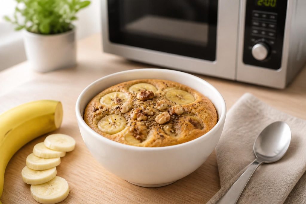 découvrez notre recette saine et rapide de bowl cake banane à préparer facilement au micro-ondes, parfaite pour un petit-déjeuner gourmand et nutritif.