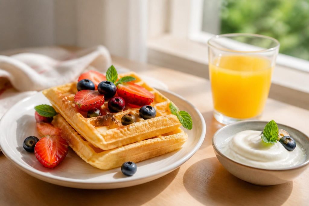 découvrez une recette facile et légère de gaufres healthy, parfaite pour un petit-déjeuner sain et gourmand. idéale pour bien commencer la journée sans culpabiliser.
