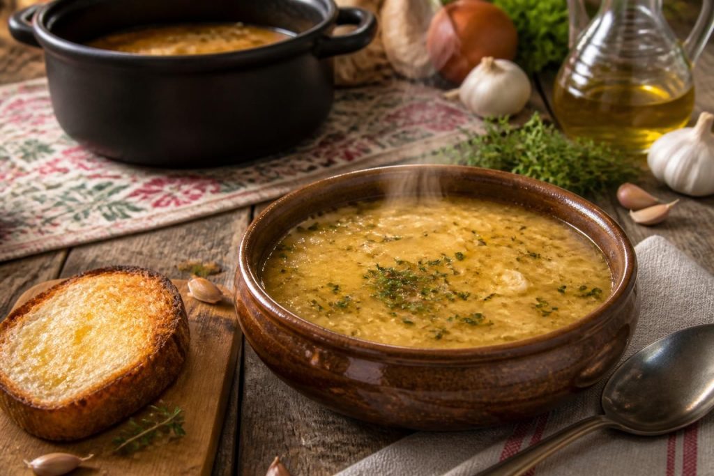 découvrez la recette traditionnelle et facile de la soupe à l’ail de grand-mère, un plat réconfortant aux saveurs authentiques pour vos repas chaleureux.