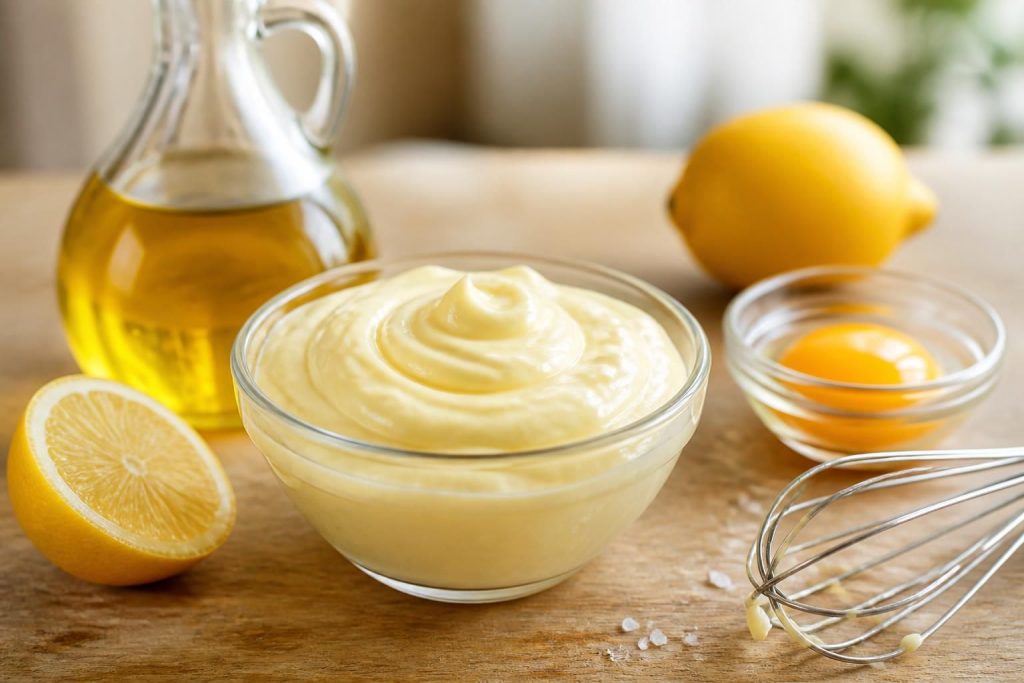 découvrez notre recette simple et rapide de mayonnaise maison à l’huile d’olive, parfaite pour accompagner vos plats avec une touche gourmande et saine.
