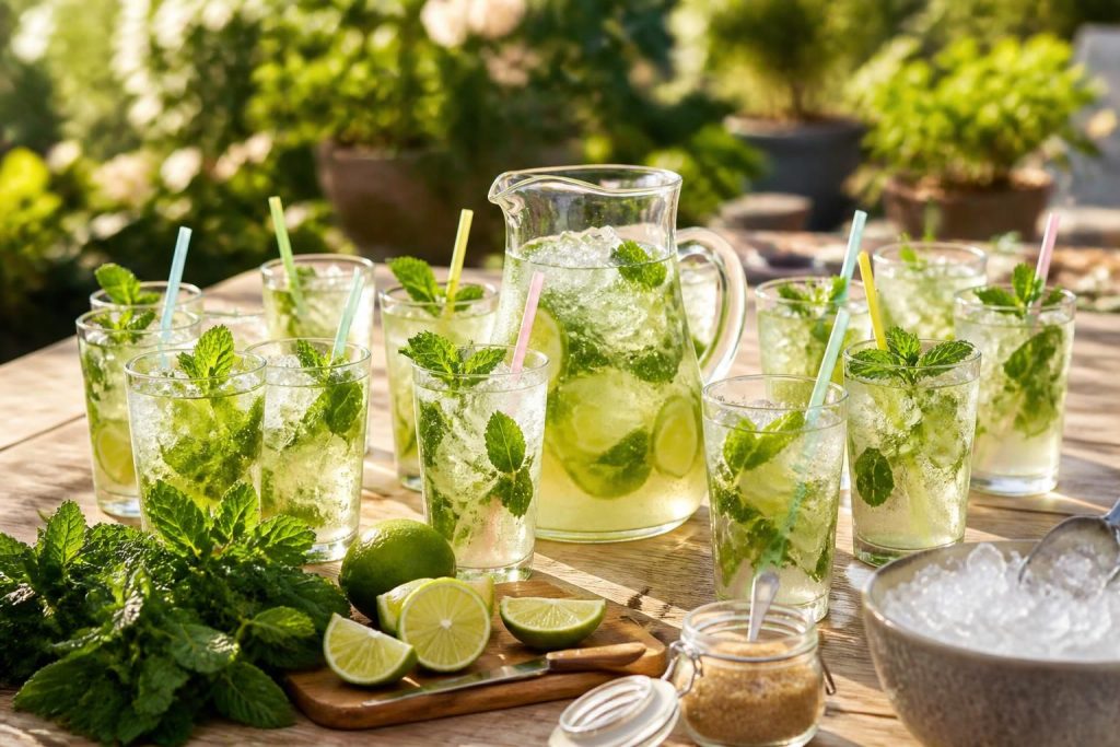 découvrez une recette facile et rapide pour préparer un mojito rafraîchissant pour 10 personnes. parfait pour vos soirées entre amis ou fêtes.